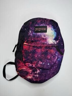 JanSport Galaxy Backpack Purple Pink Space Print School Book Bag Y2K